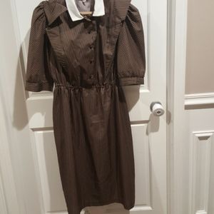 Vintage Dress Brown with black stripes